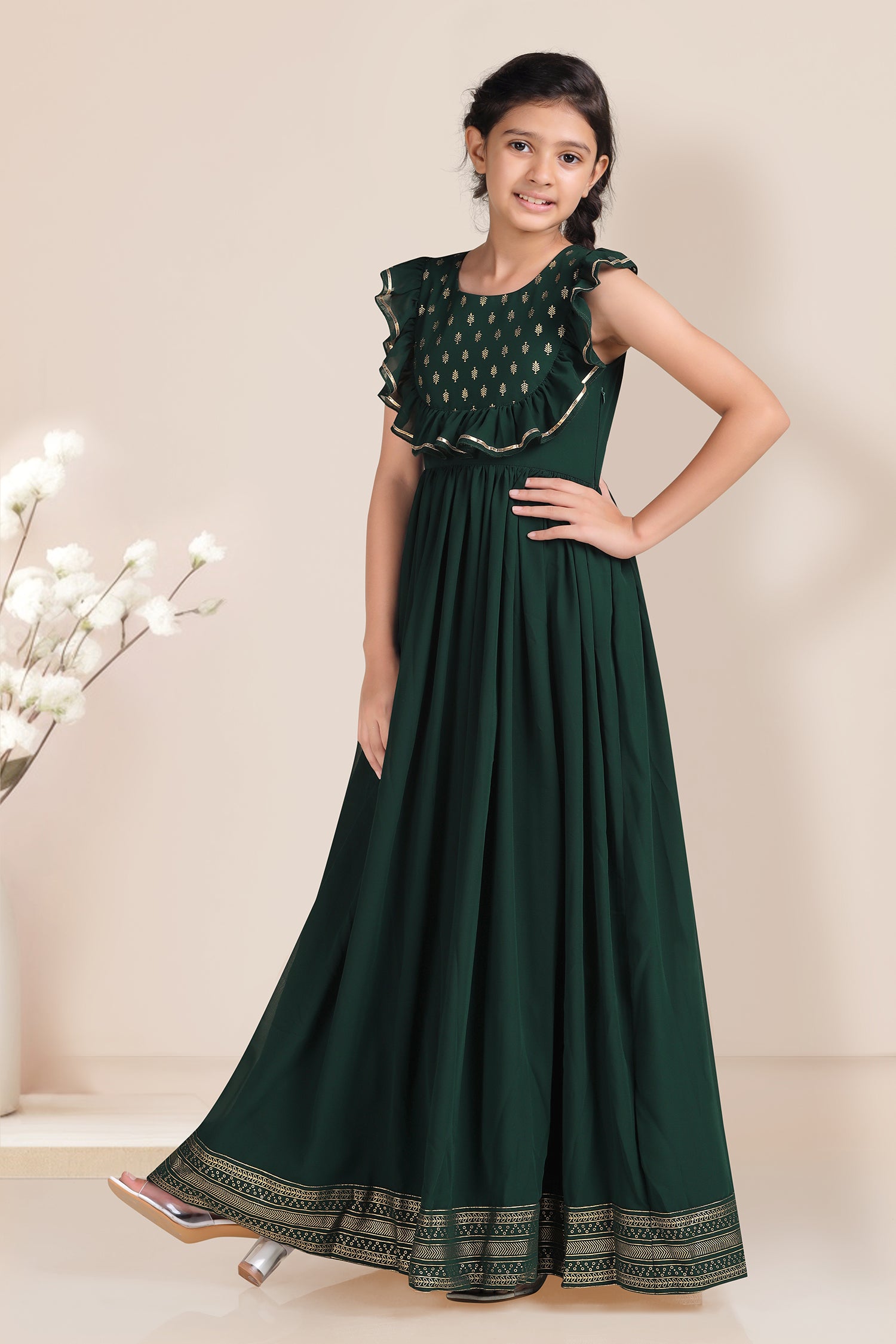 Bottle Green Puff Long Sleeve Muslim Elegant Evening Dresses For Ladies  Luxury Hight Neck Formal Occasion Dress Beaded Appliques - AliExpress